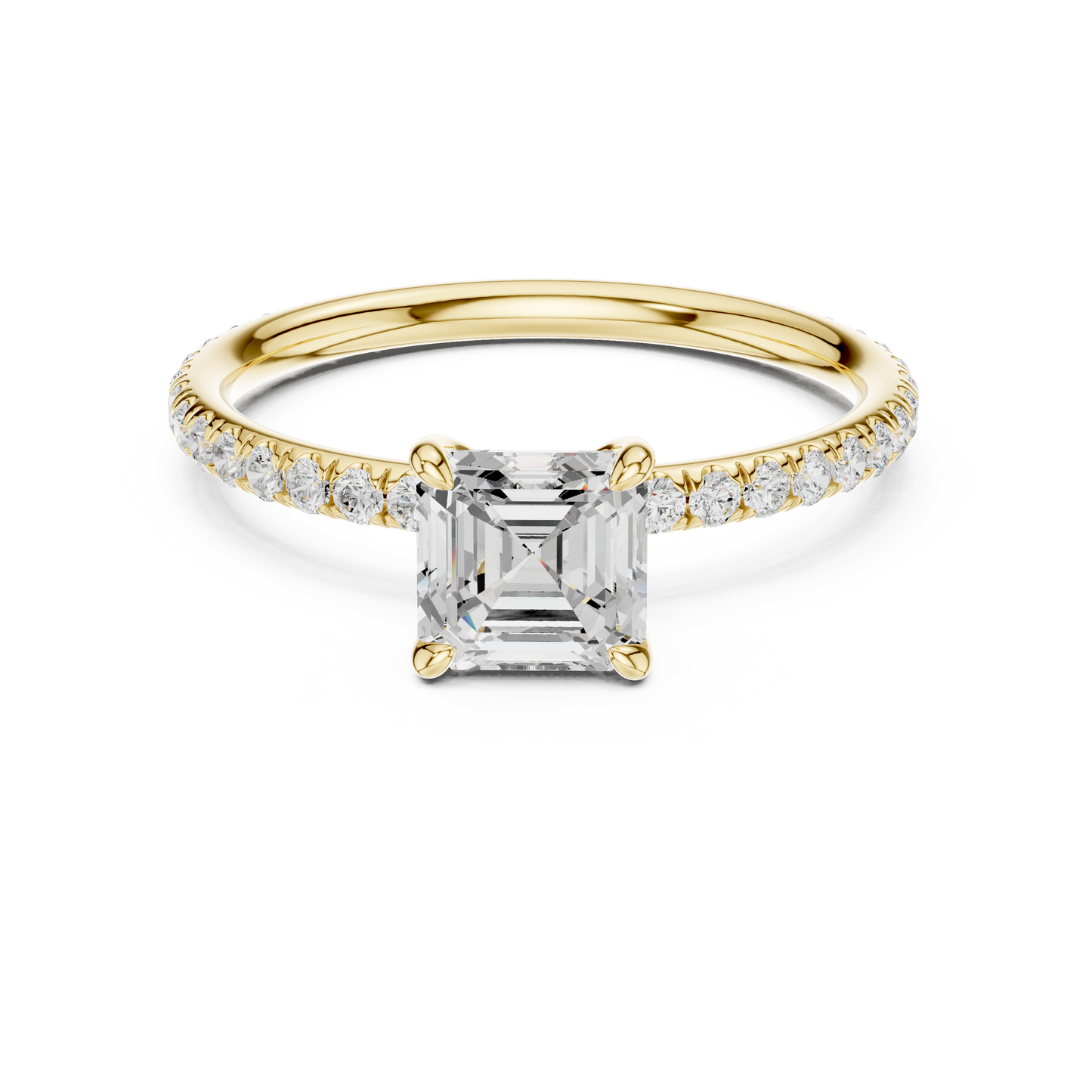 asscher-14k yellow gold|asscher-18k yellow gold